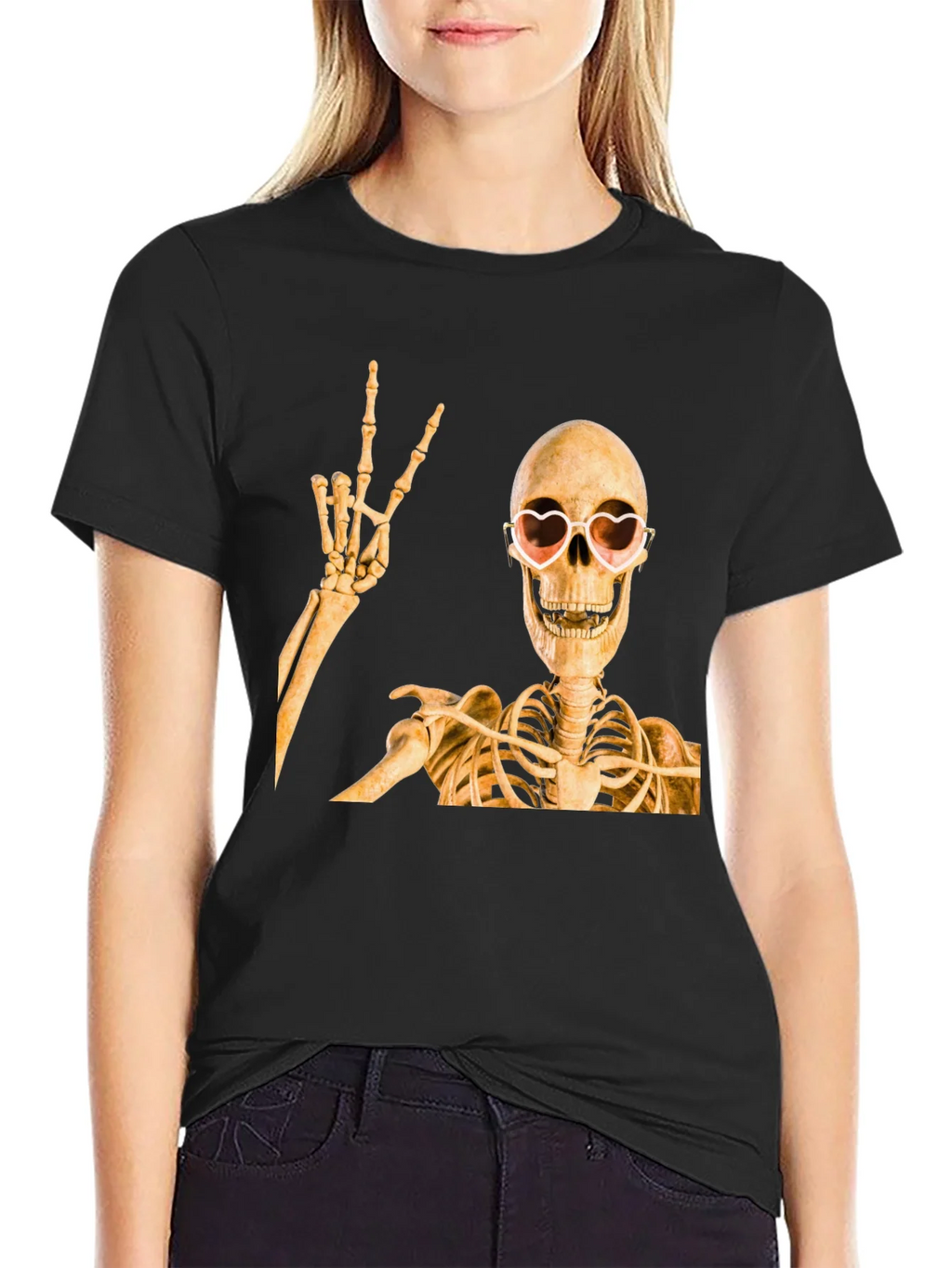 Skeleton with Heart Glasses T-Shirt product image 2