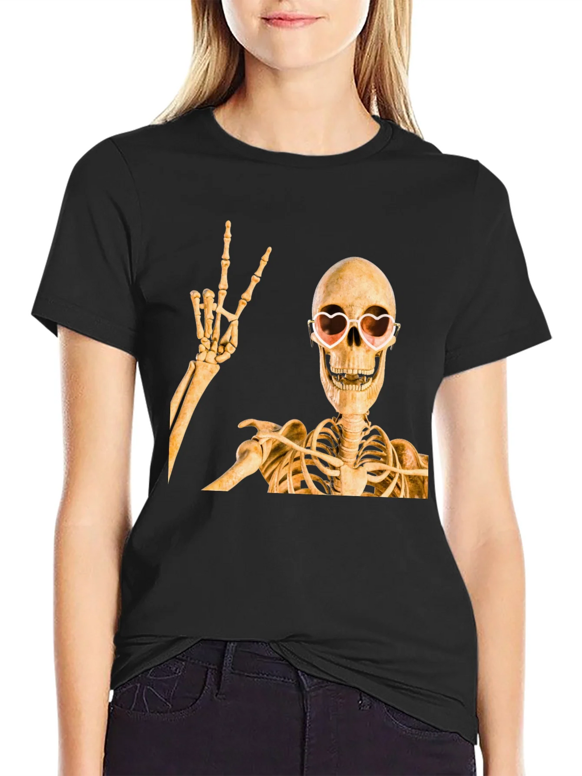 Skeleton with Heart Glasses T-Shirt product image 2