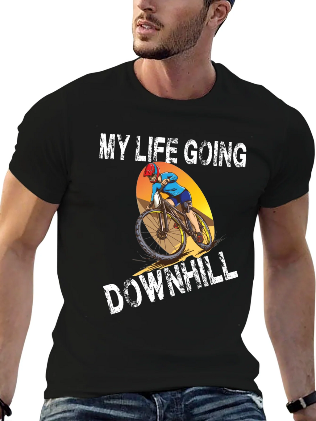 My Life Going Downhill T-Shirt Biker Graphic Tee product image 6