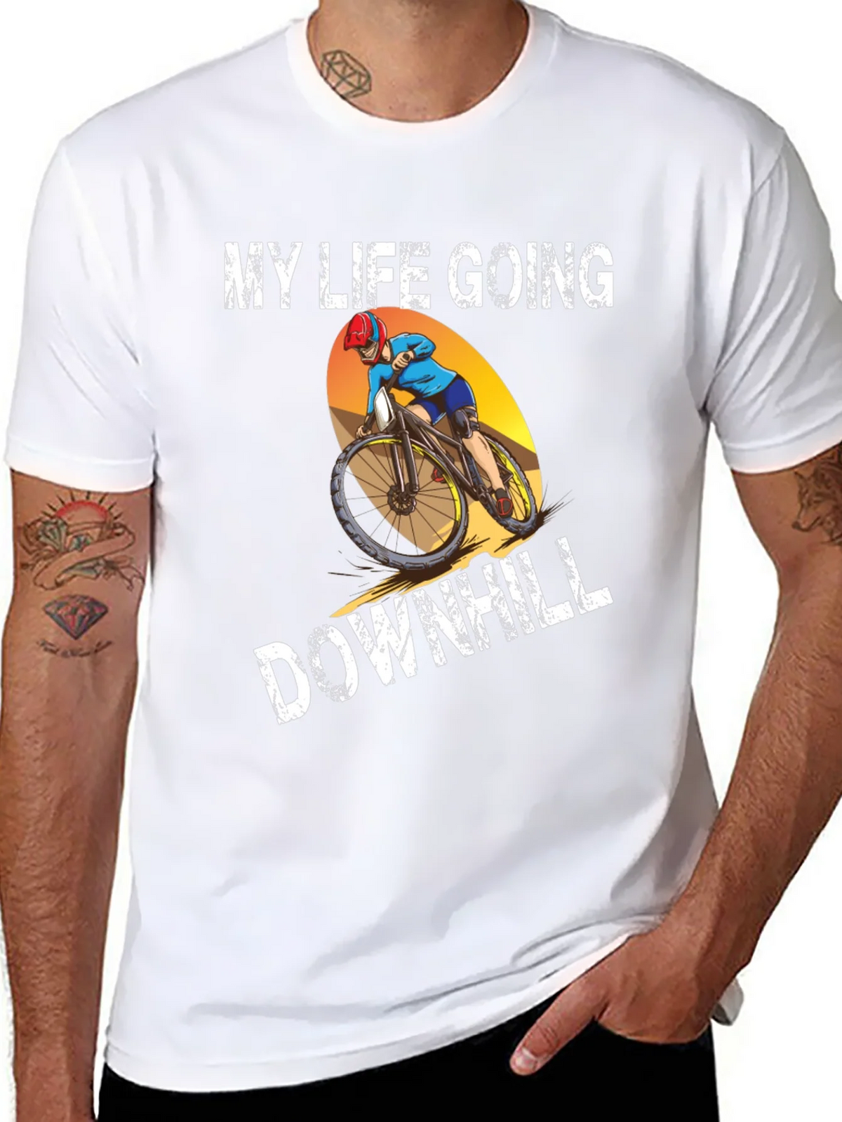 My Life Going Downhill T-Shirt Biker Graphic Tee product image 7