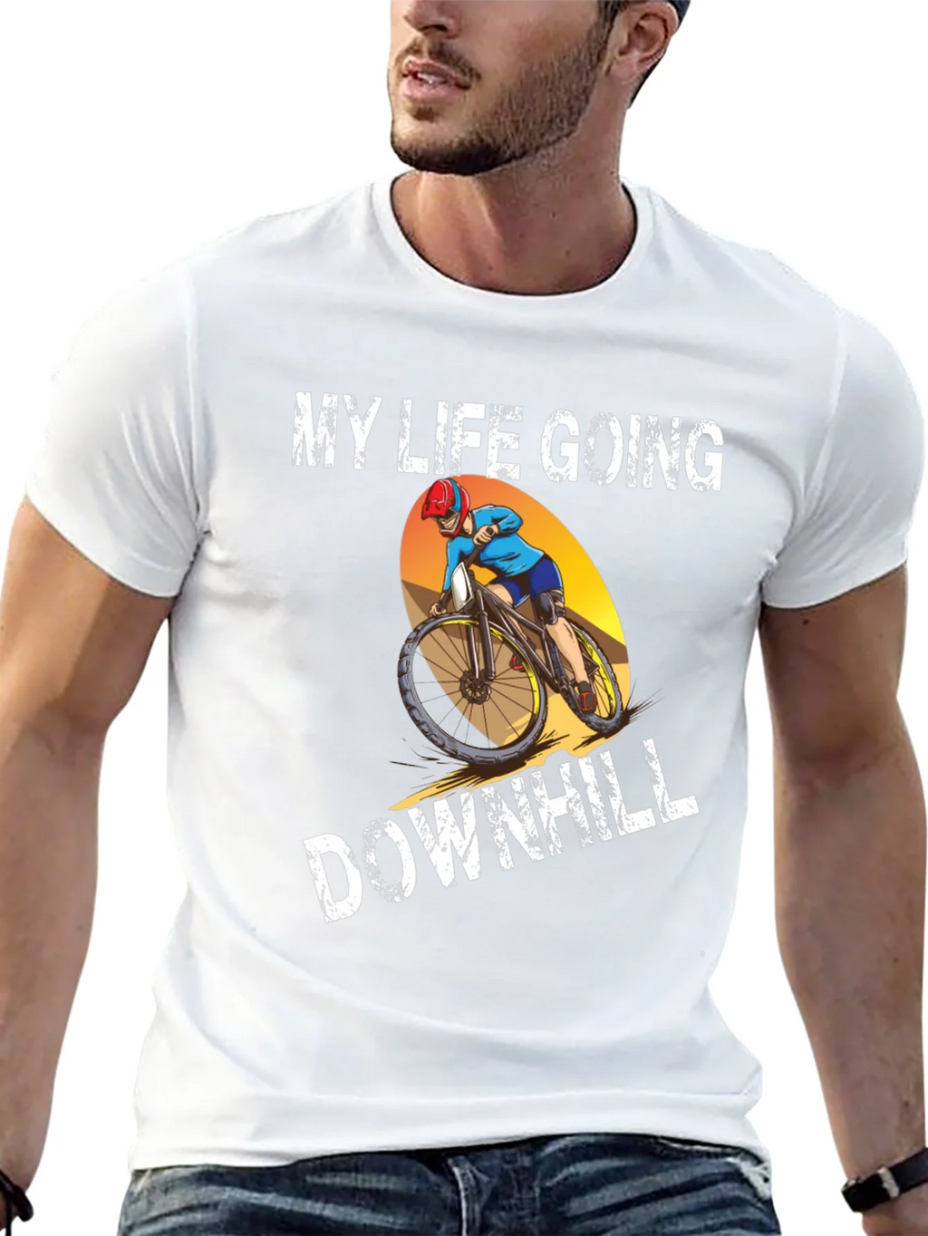 My Life Going Downhill T-Shirt Biker Graphic Tee product image 12