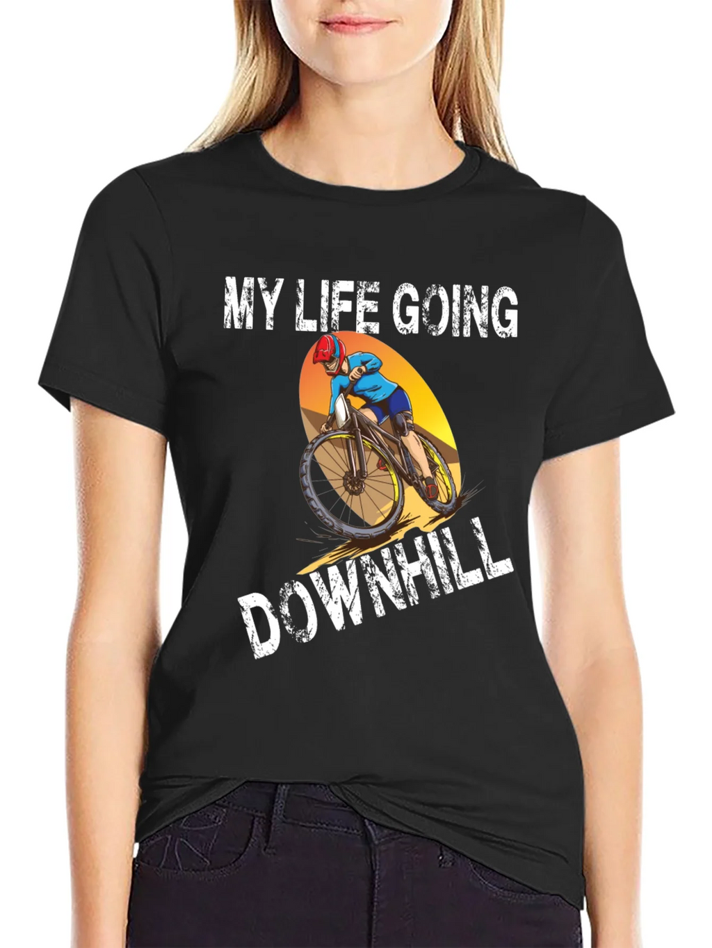 My Life Going Downhill T-Shirt Biker Graphic Tee product image 2