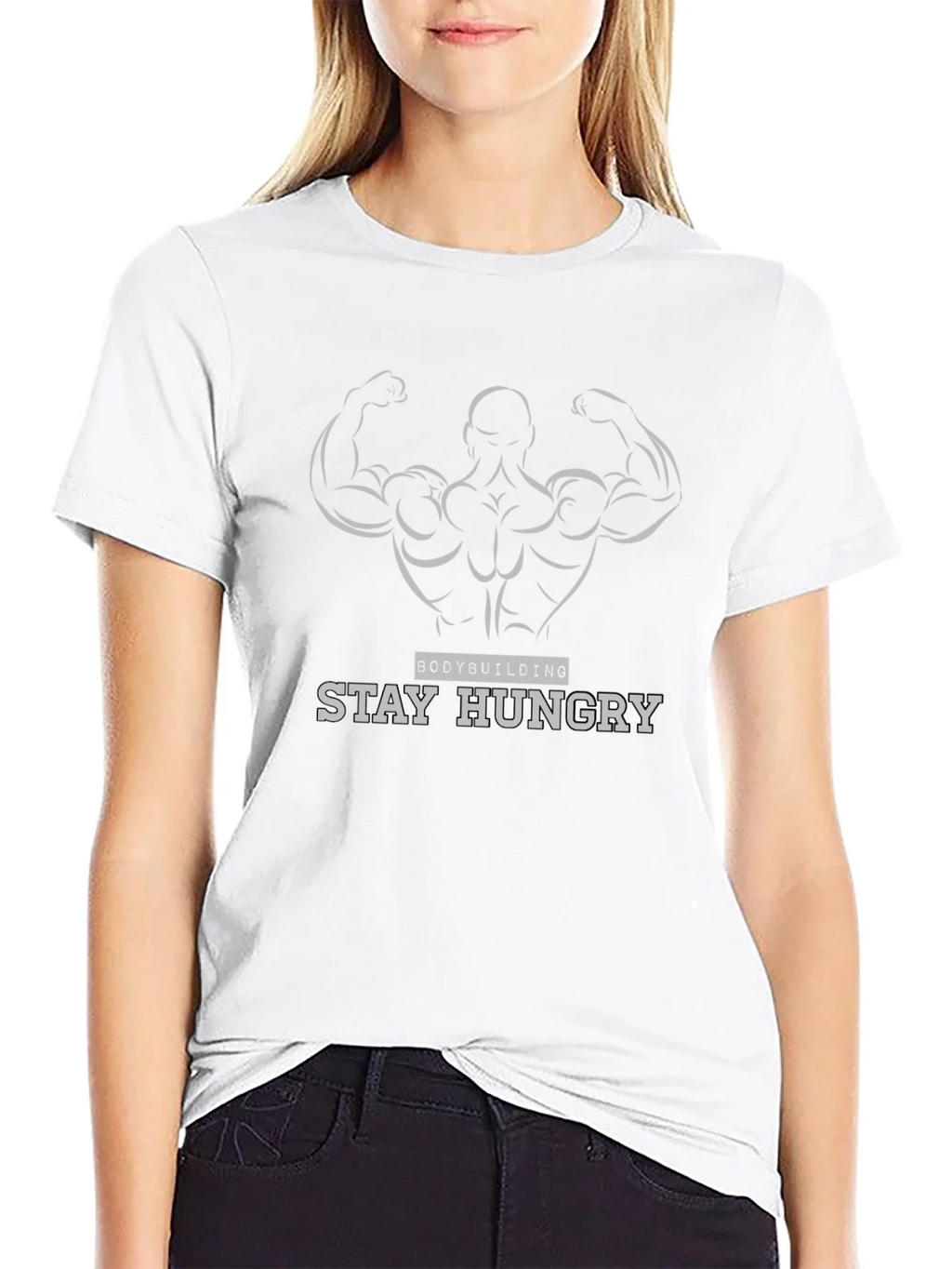 Bodybuilding Stay Hungry Black Graphic Tee product image 8