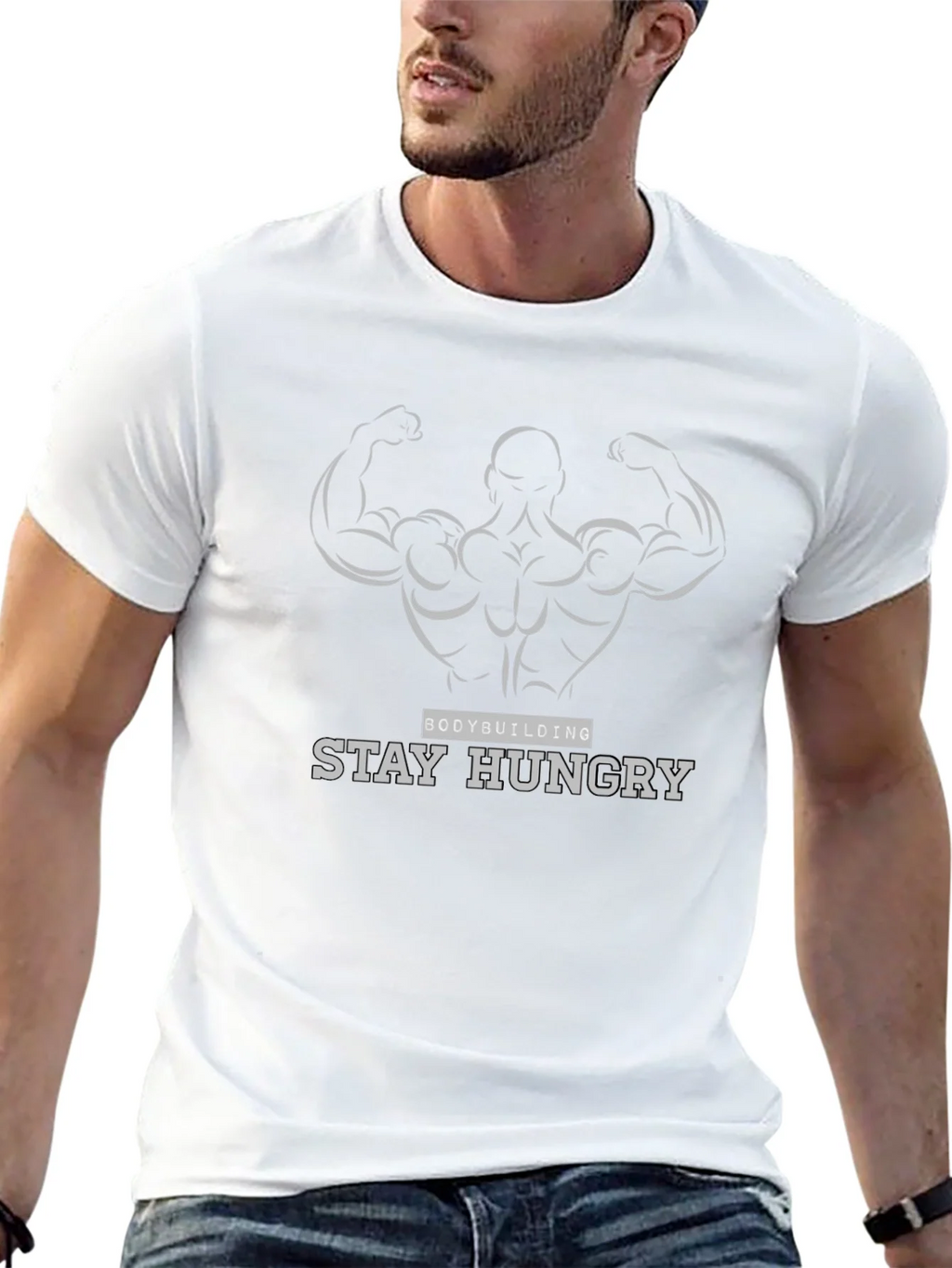 Bodybuilding Stay Hungry Black Graphic Tee product image 12