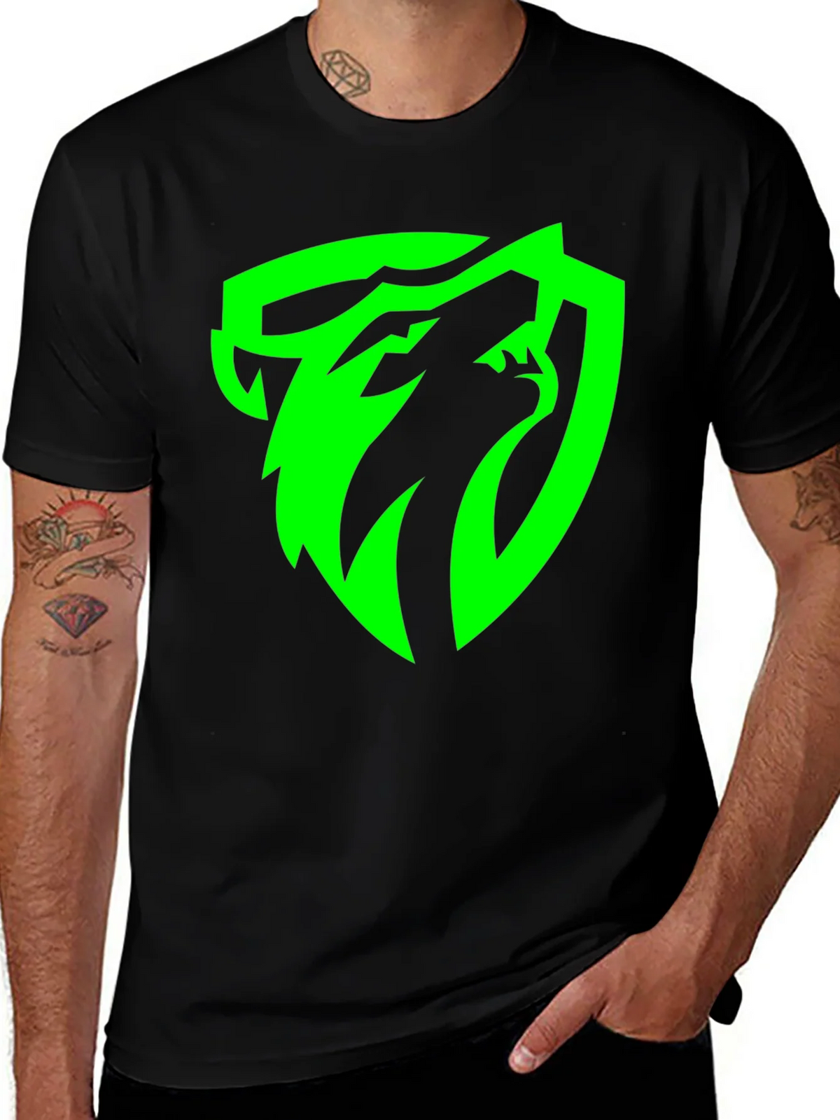 Black T-Shirt with Green Snake Logo product image 1