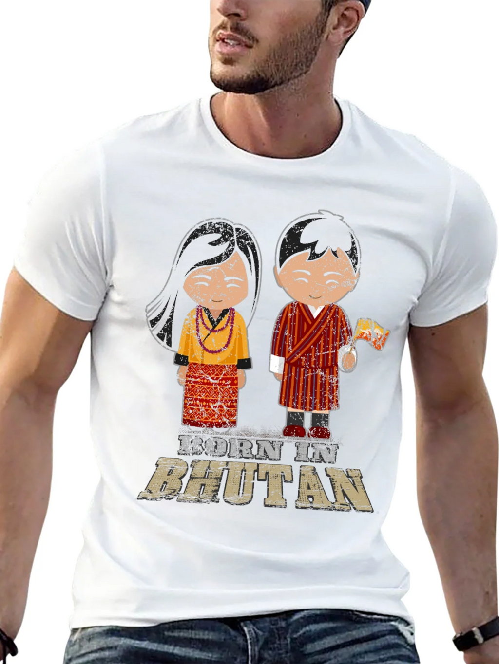 Born in Bhutan T-Shirt Cute Cartoon Design product image 12