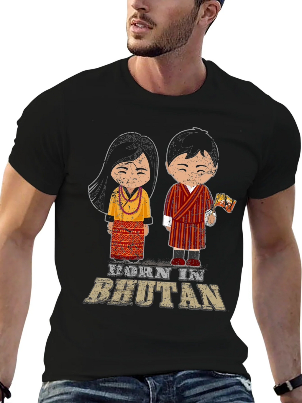 Born in Bhutan T-Shirt Cute Cartoon Design product image 6