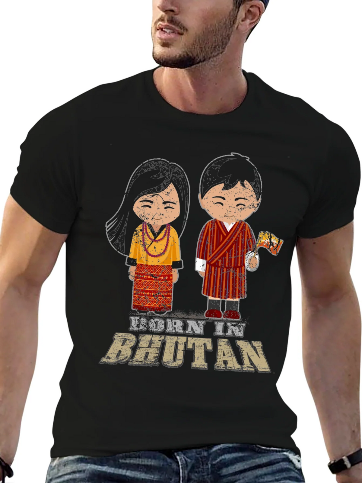Born in Bhutan T-Shirt Cute Cartoon Design product image 6