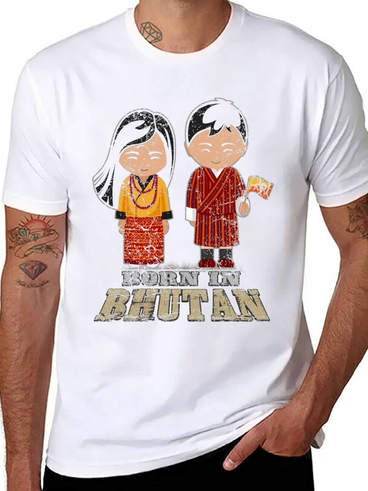 Born in Bhutan T-Shirt Cute Cartoon Design product image 7