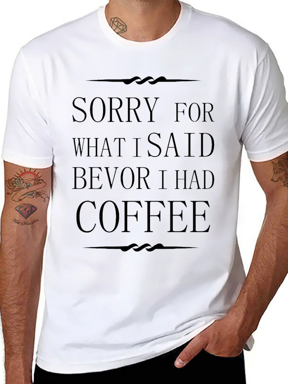 Sorry For What I Said Before Coffee Black T-Shirt product image 7