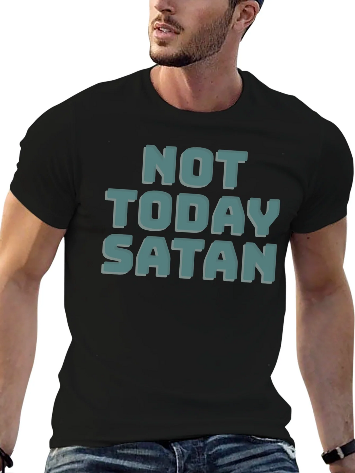 Not Today Satan T-Shirt - Black Cotton Tee product image 4