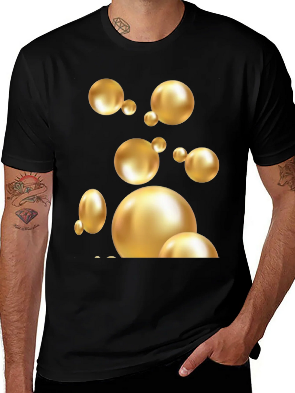 Golden Spheres Graphic Black T-Shirt product image 1