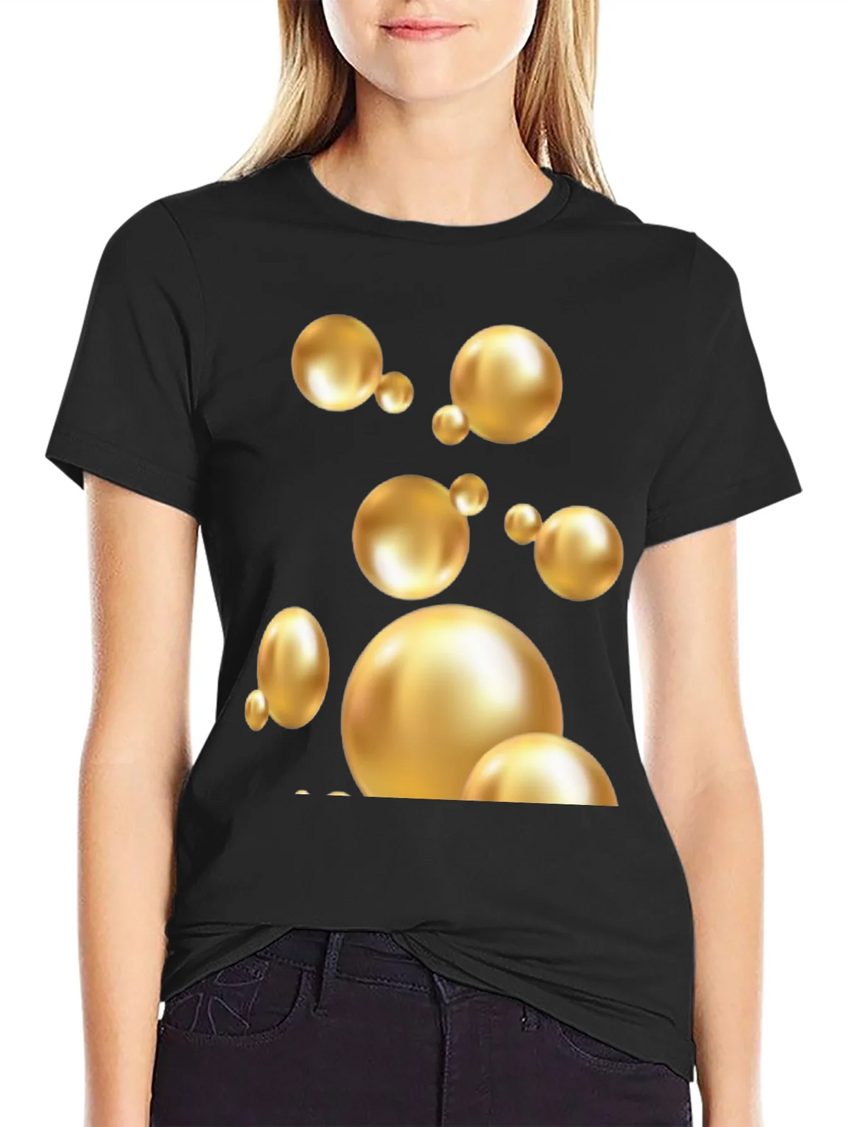 Golden Spheres Graphic Black T-Shirt product image 2