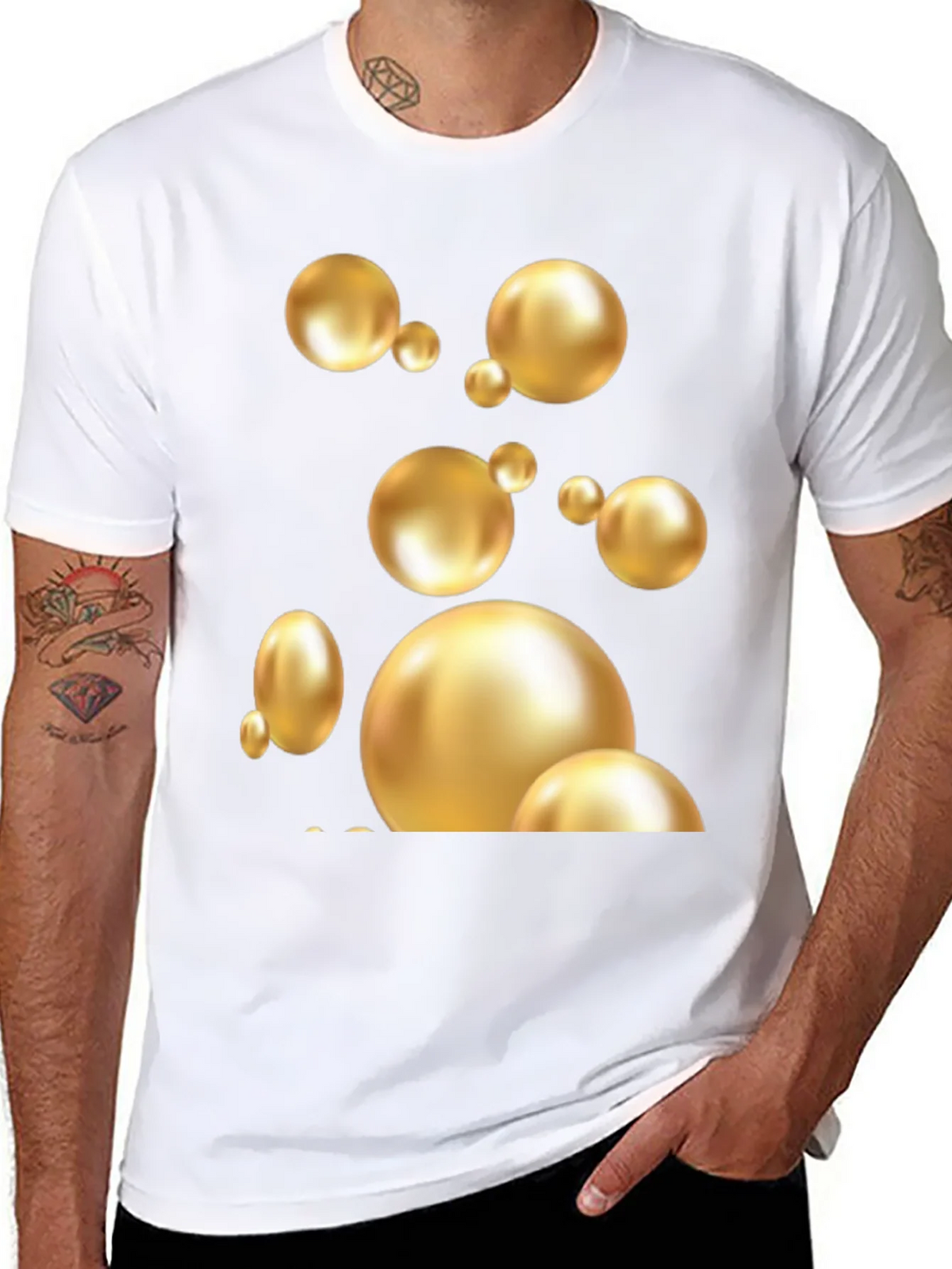Golden Spheres Graphic Black T-Shirt product image 7