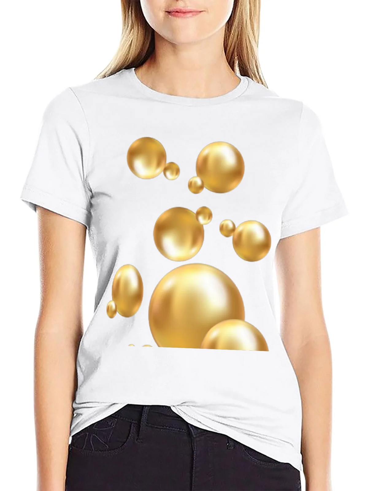 Golden Spheres Graphic Black T-Shirt product image 8