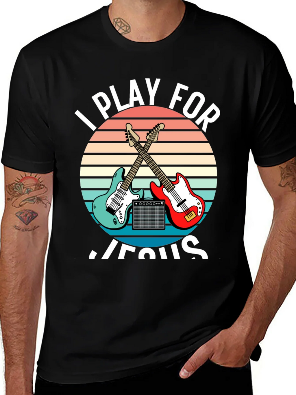 I Play For Jesus T-Shirt Guitar Music Christian product image 1