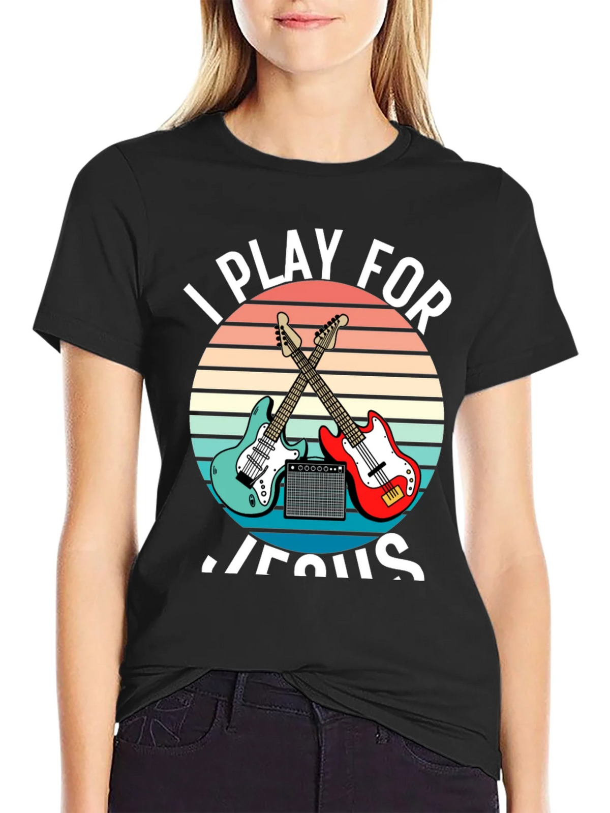I Play For Jesus T-Shirt Guitar Music Christian product image 2