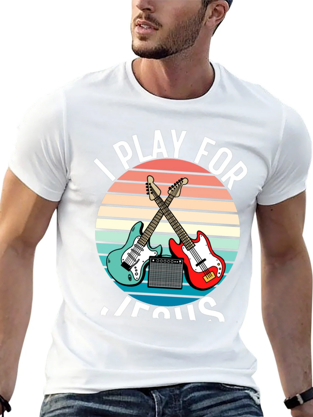 I Play For Jesus T-Shirt Guitar Music Christian product image 12