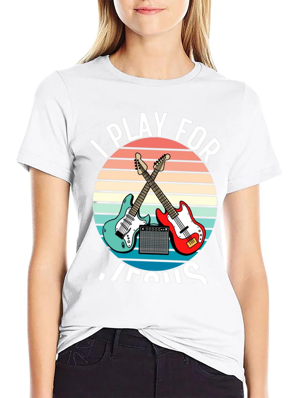 I Play For Jesus T-Shirt Guitar Music Christian product image 8