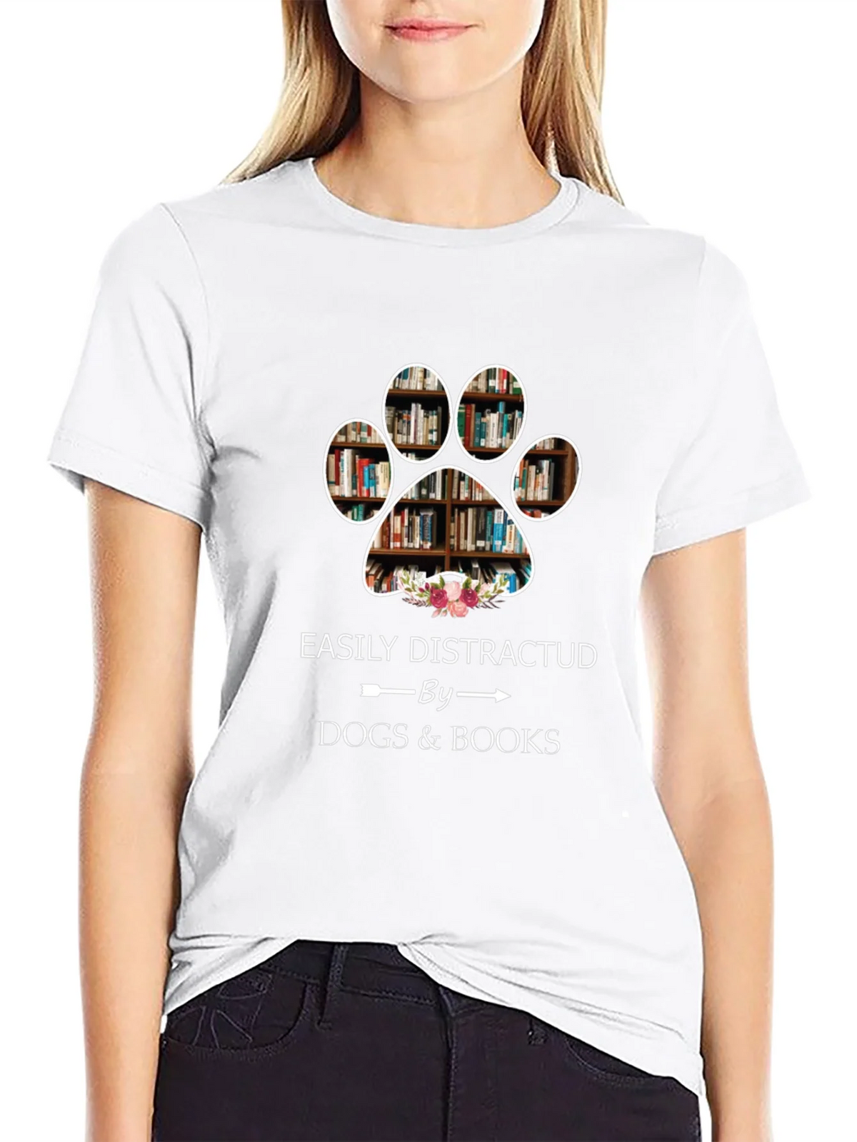 Easily Distracted by Dogs & Books T-Shirt product image 8