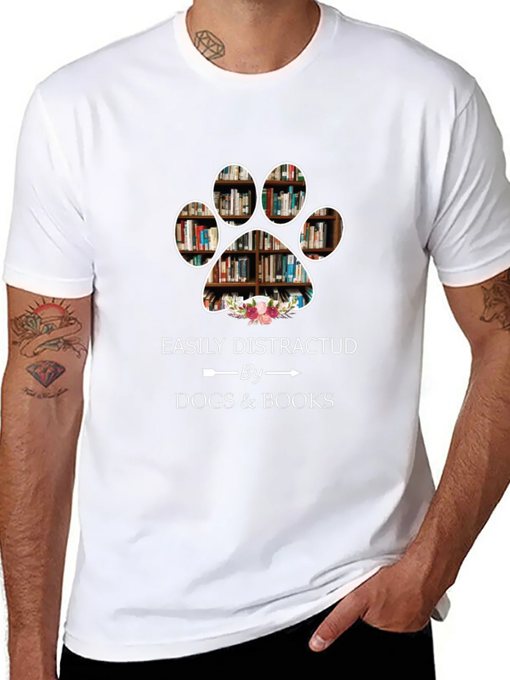 Easily Distracted by Dogs & Books T-Shirt product image 7