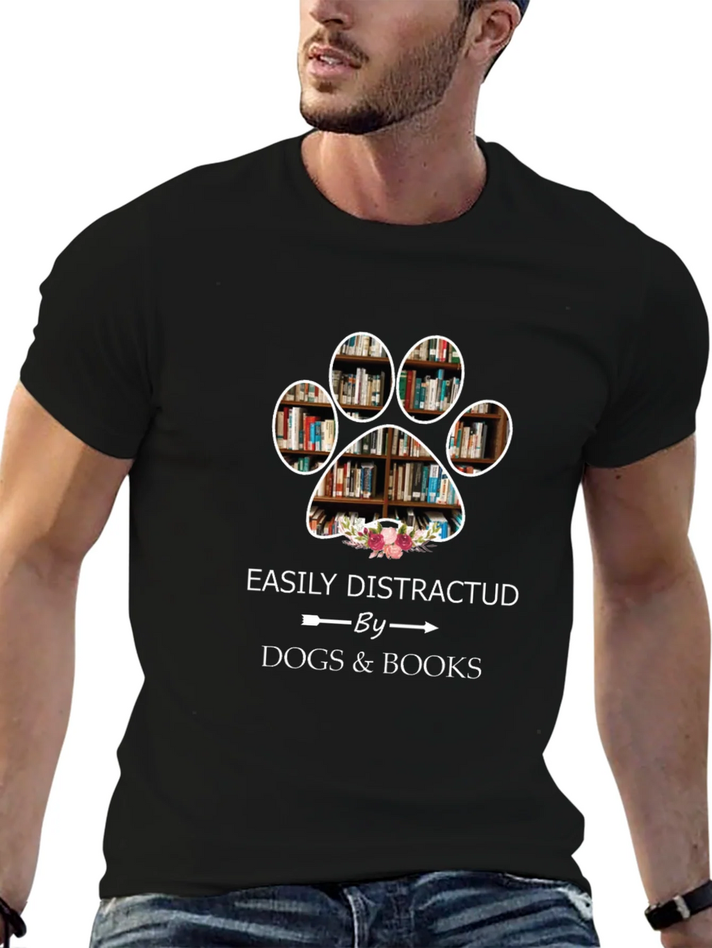 Easily Distracted by Dogs & Books T-Shirt product image 6