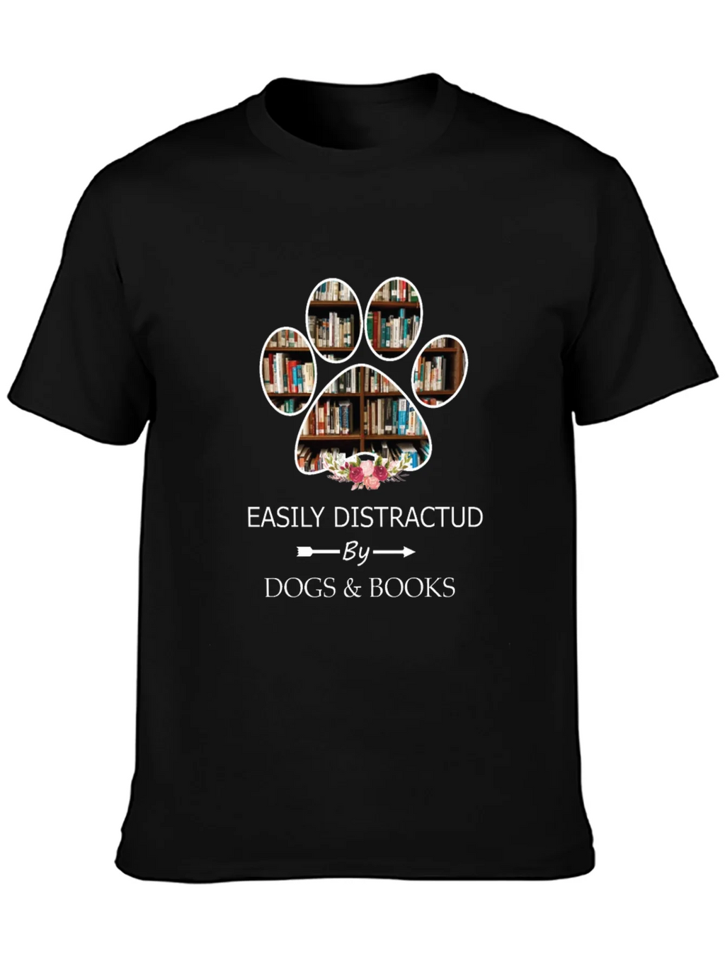 Easily Distracted by Dogs & Books T-Shirt product image 3