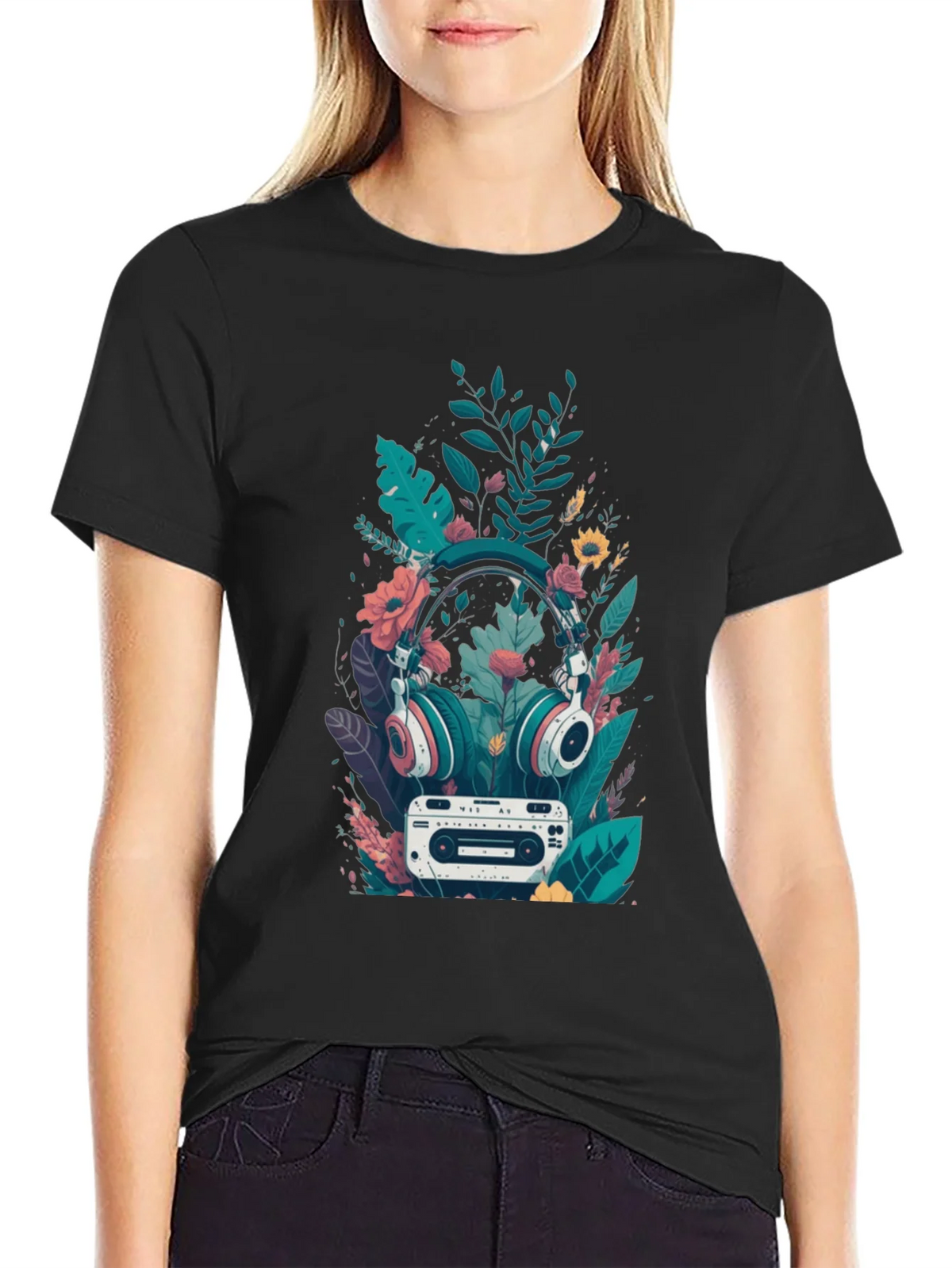Retro Vibes Graphic Tee - Headphones & Cassette product image 2
