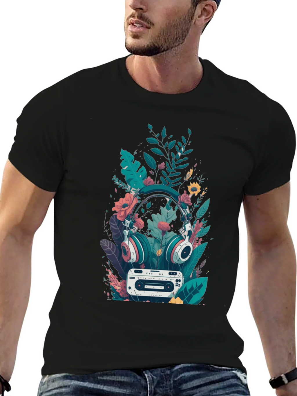 Retro Vibes Graphic Tee - Headphones & Cassette product image 4
