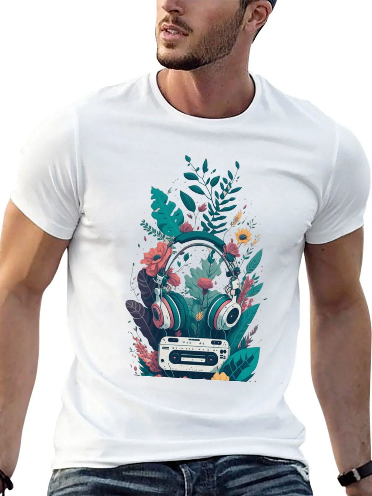 Retro Vibes Graphic Tee - Headphones & Cassette product image 7