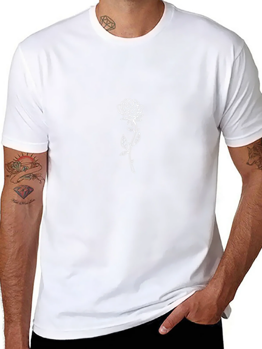 Minimalist Rose Graphic Black T-Shirt product image 7