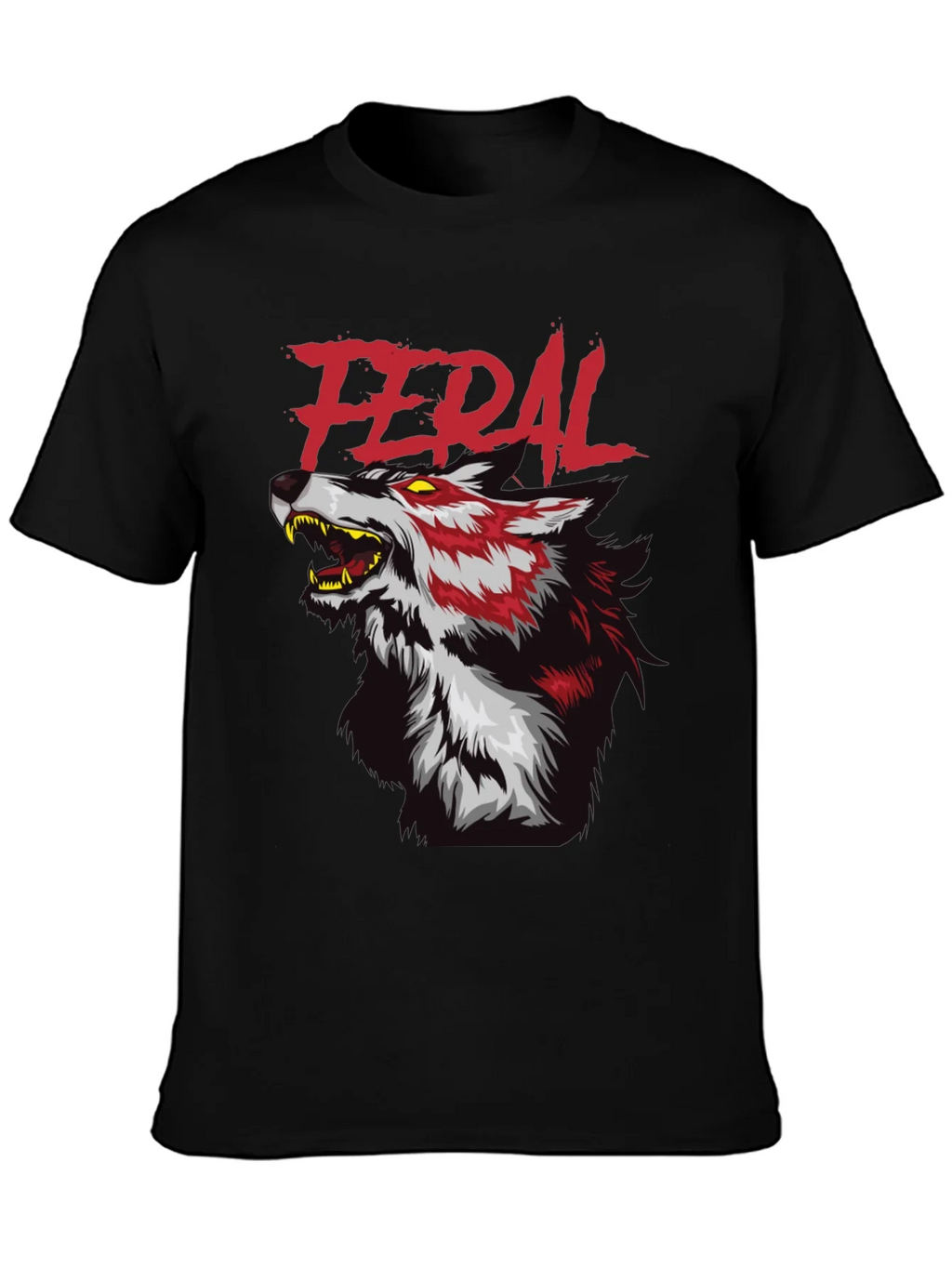 Feral Wolf Graphic Tee - Black Cotton T-Shirt product image 3