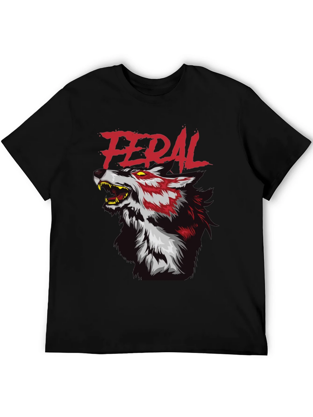 Feral Wolf Graphic Tee - Black Cotton T-Shirt product image 5