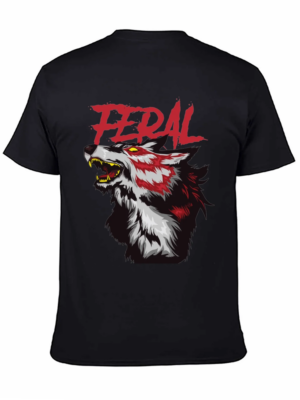Feral Wolf Graphic Tee - Black Cotton T-Shirt product image 4