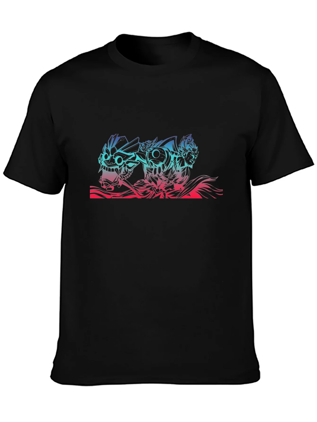Anime Mask Graphic Tee - Black Cotton T-Shirt product image 3