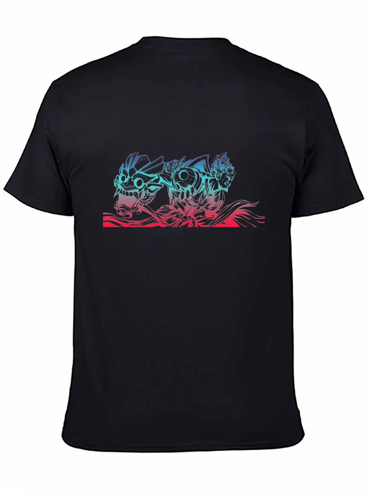 Anime Mask Graphic Tee - Black Cotton T-Shirt product image 4