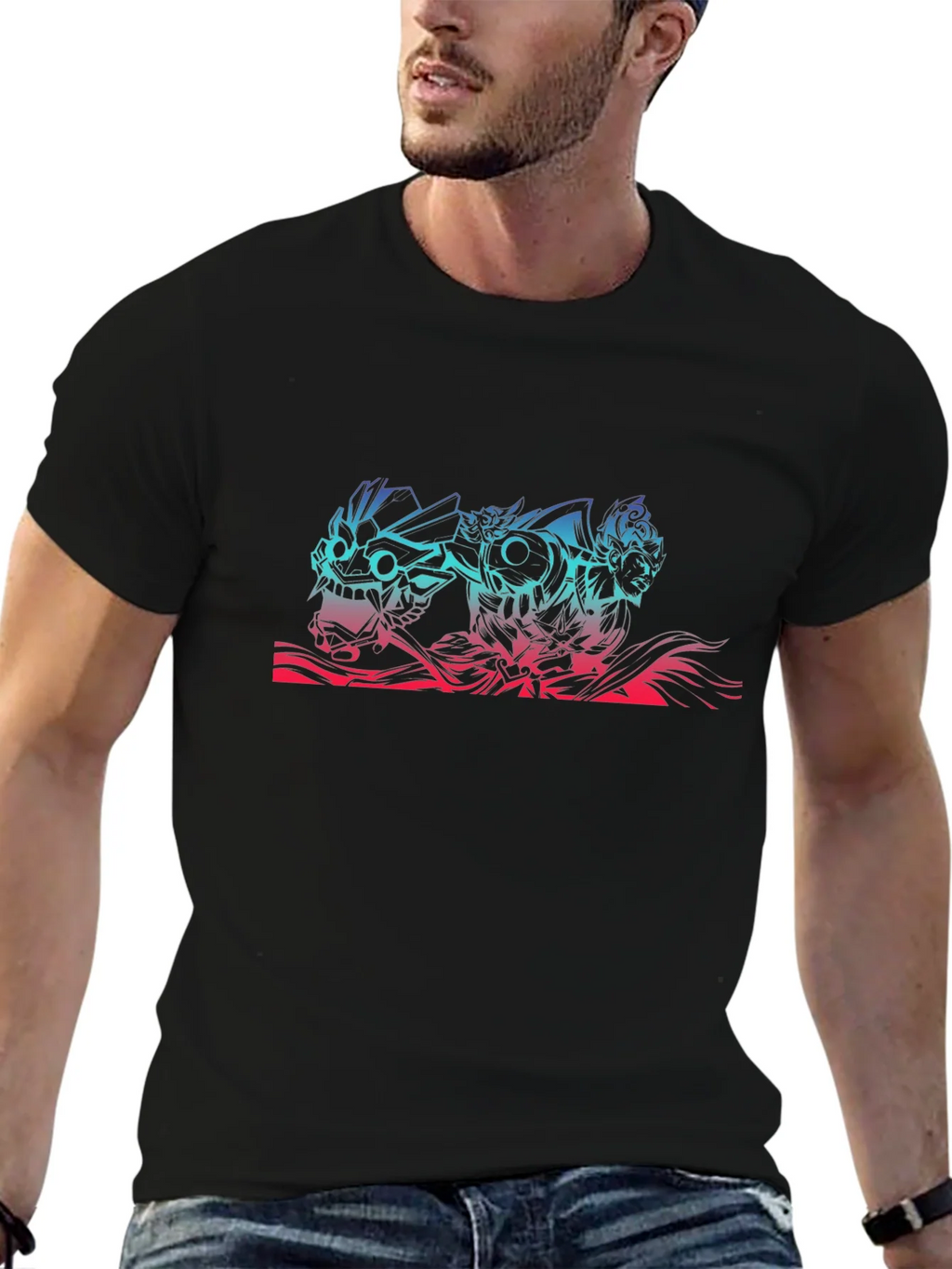 Anime Mask Graphic Tee - Black Cotton T-Shirt product image 6