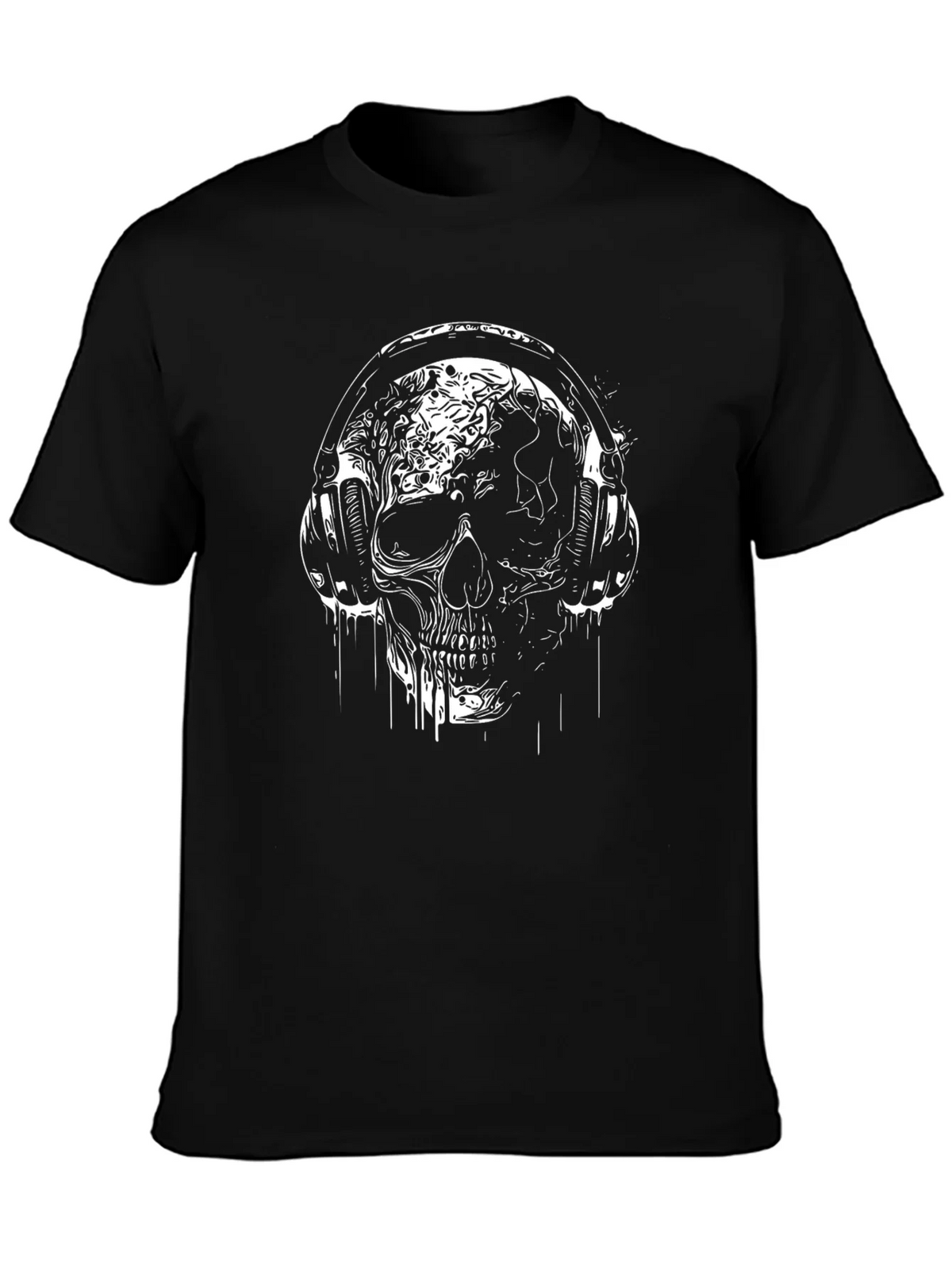 Skull Headphones Graphic T-Shirt - Black product image 3