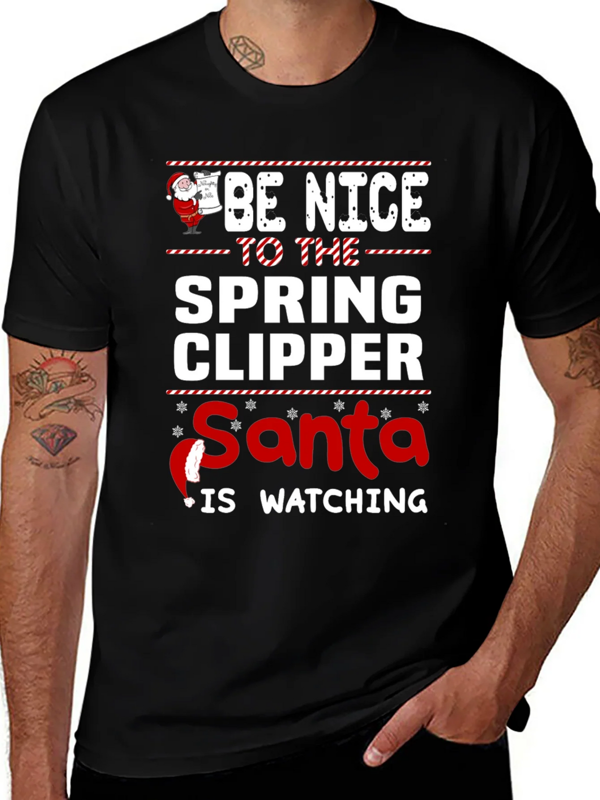 Be Nice to the Spring Clipper Santa T-Shirt product image 1