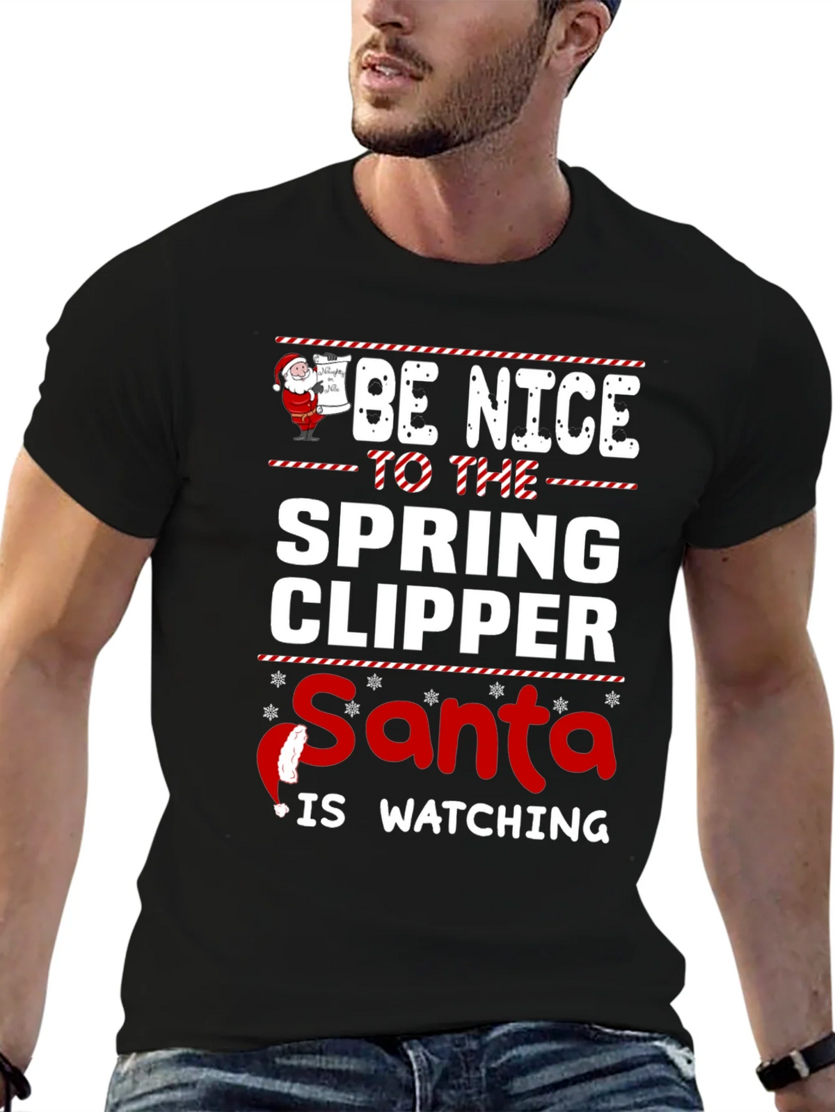 Be Nice to the Spring Clipper Santa T-Shirt product image 6