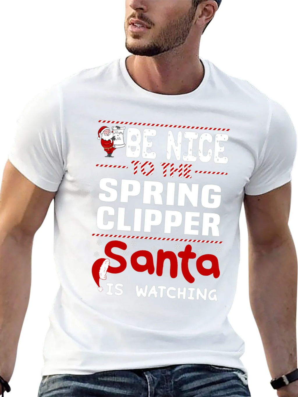 Be Nice to the Spring Clipper Santa T-Shirt product image 12