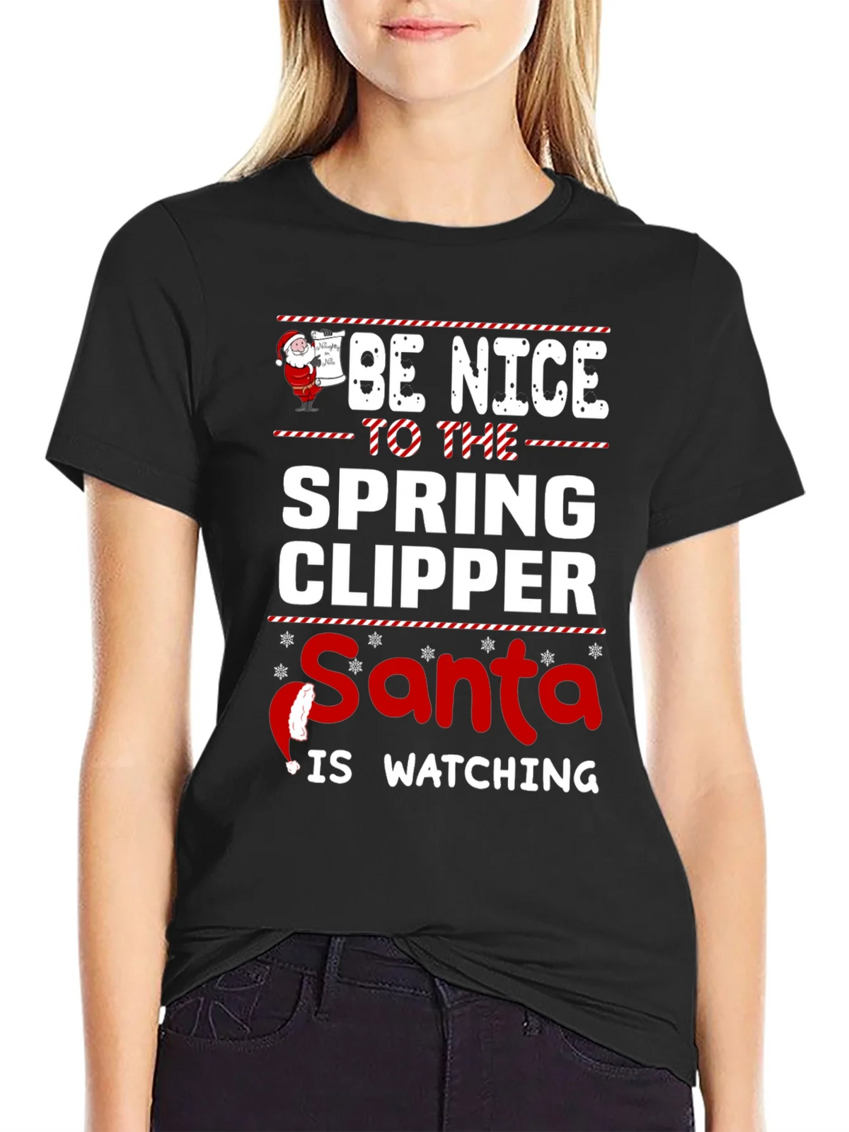 Be Nice to the Spring Clipper Santa T-Shirt product image 2
