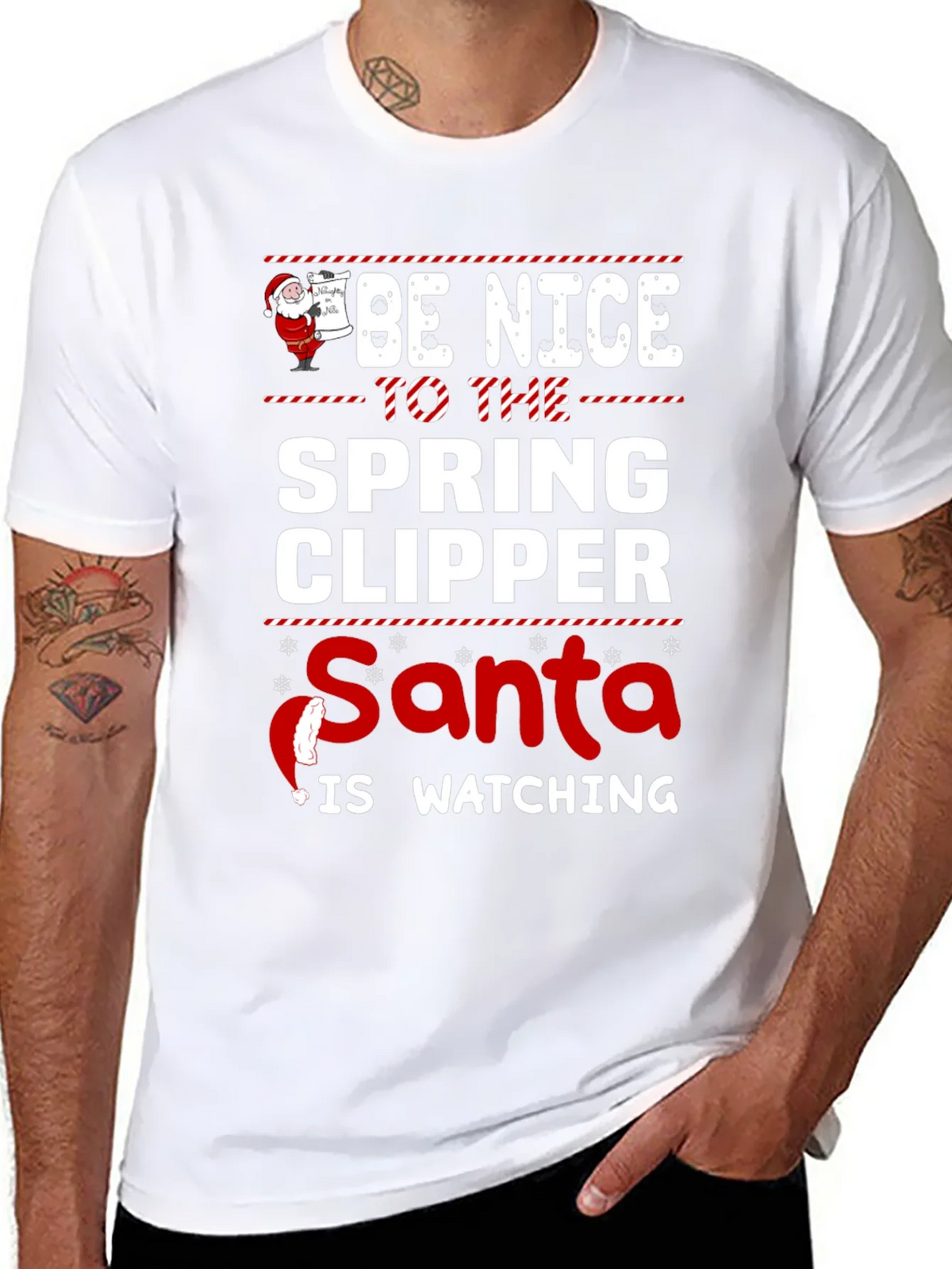 Be Nice to the Spring Clipper Santa T-Shirt product image 7
