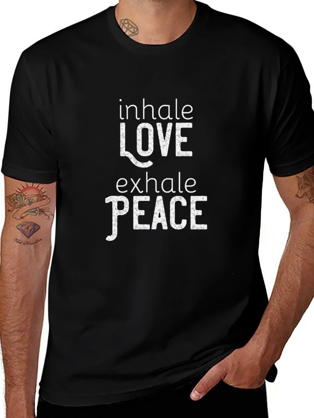 Inhale Love Exhale Peace Graphic Tee - Black product image 1