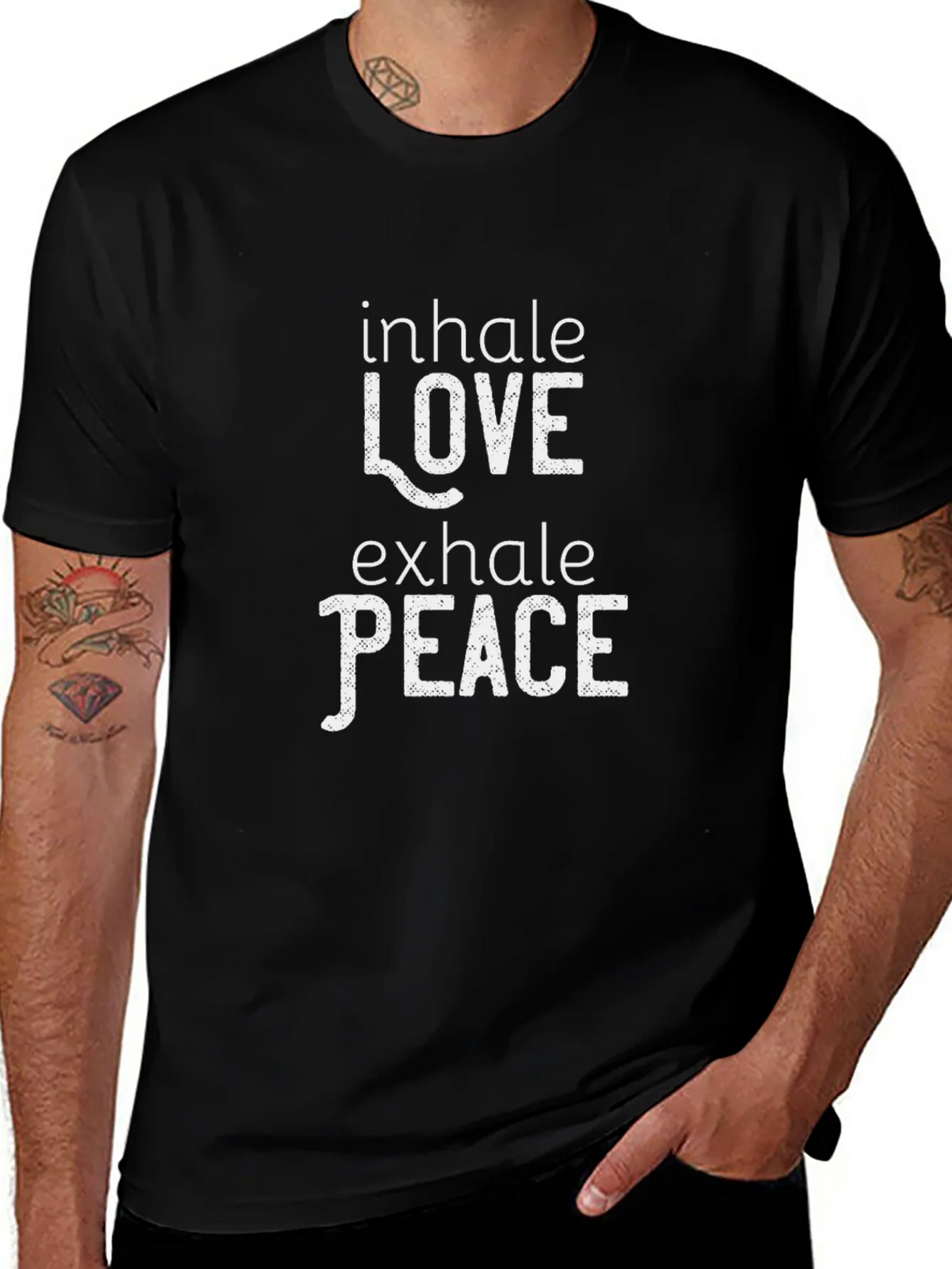 Inhale Love Exhale Peace Graphic Tee - Black product image 1