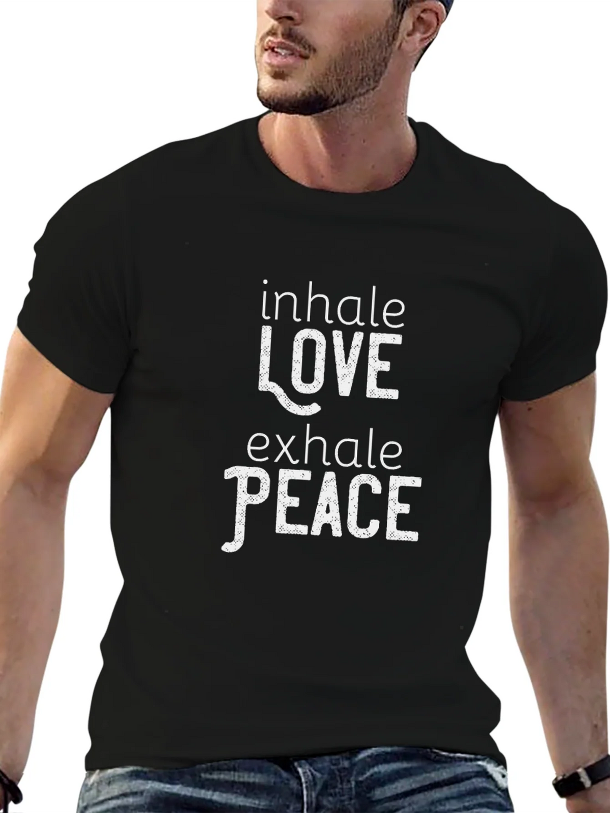 Inhale Love Exhale Peace Graphic Tee - Black product image 5