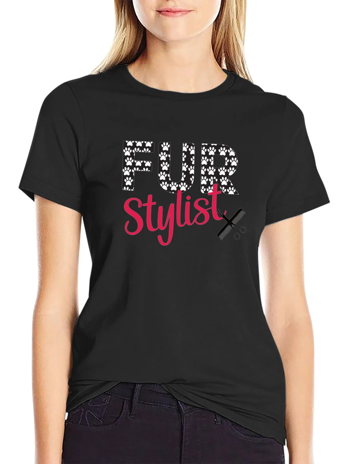 Fur Stylist T-Shirt - Paw Print Design product image 2