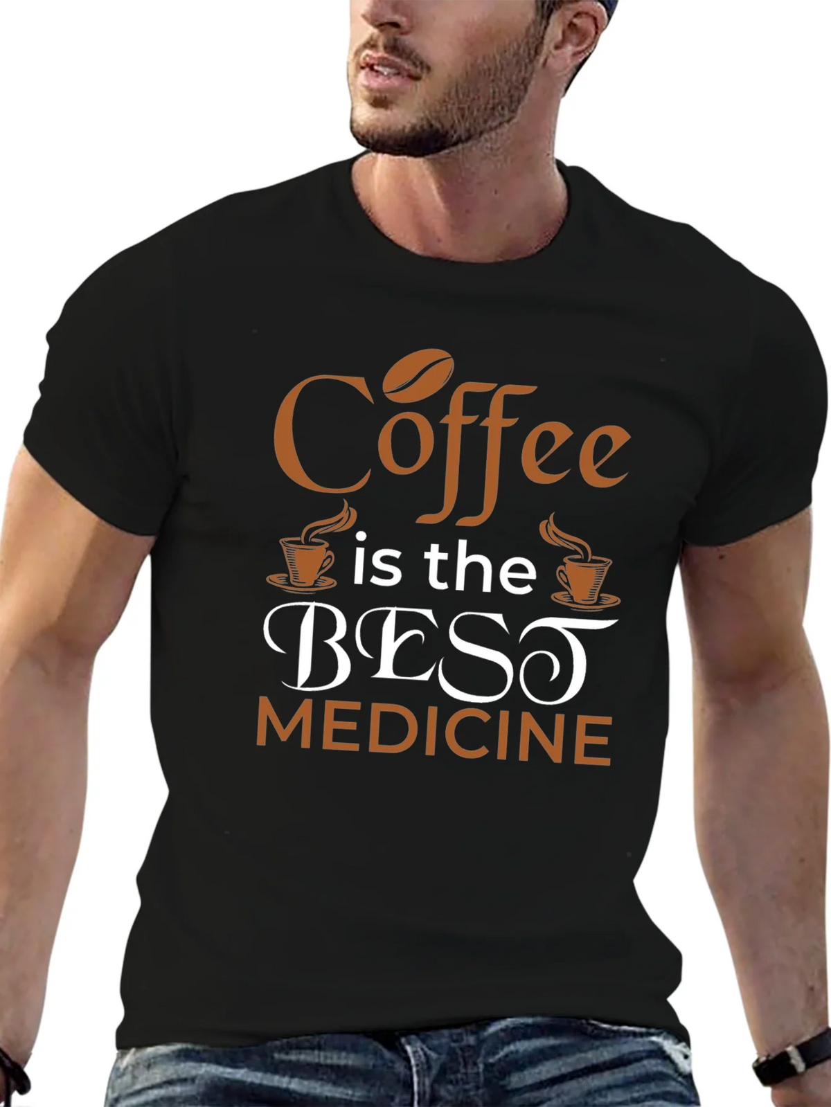 Coffee Is The Best Medicine T-Shirt - Black product image 6