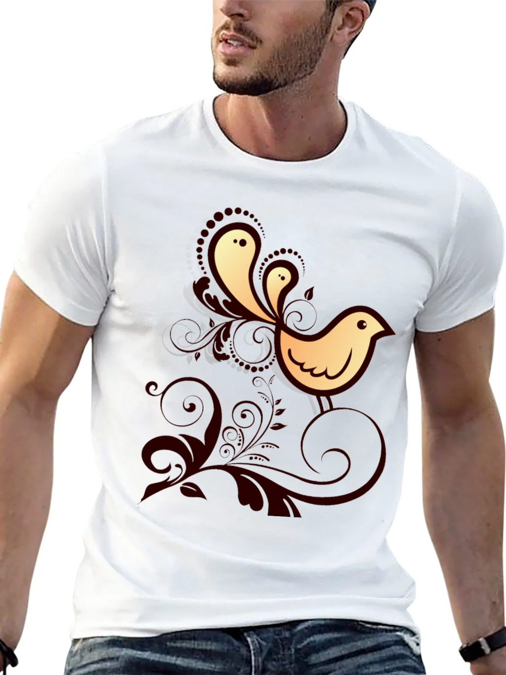 Bird Graphic Print Crew Neck Tee product image 12