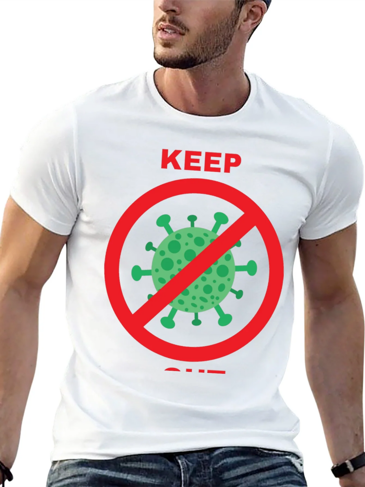 Keep Out COVID Tee - Black Crew Neck product image 12